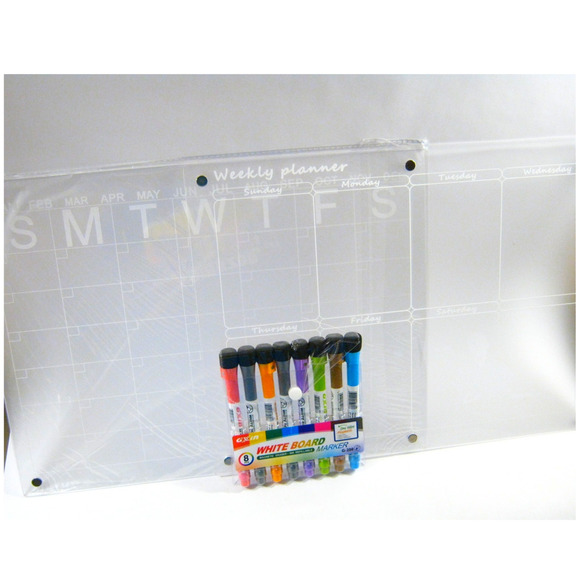 16x12 Magnetic Monthly Weekly Fridge Calendar Dry Erase Board w/Magnetic Markers - Picture 5 of 6